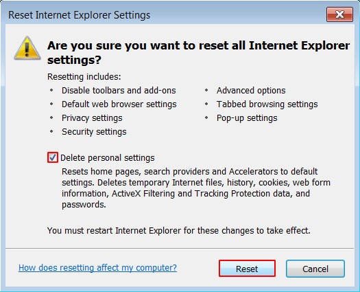 Reset Internet Explorer 3