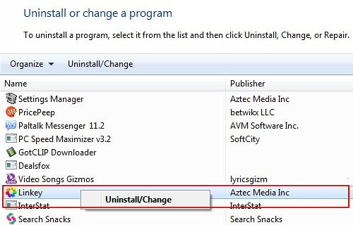 Uninstall default-search.net related software
